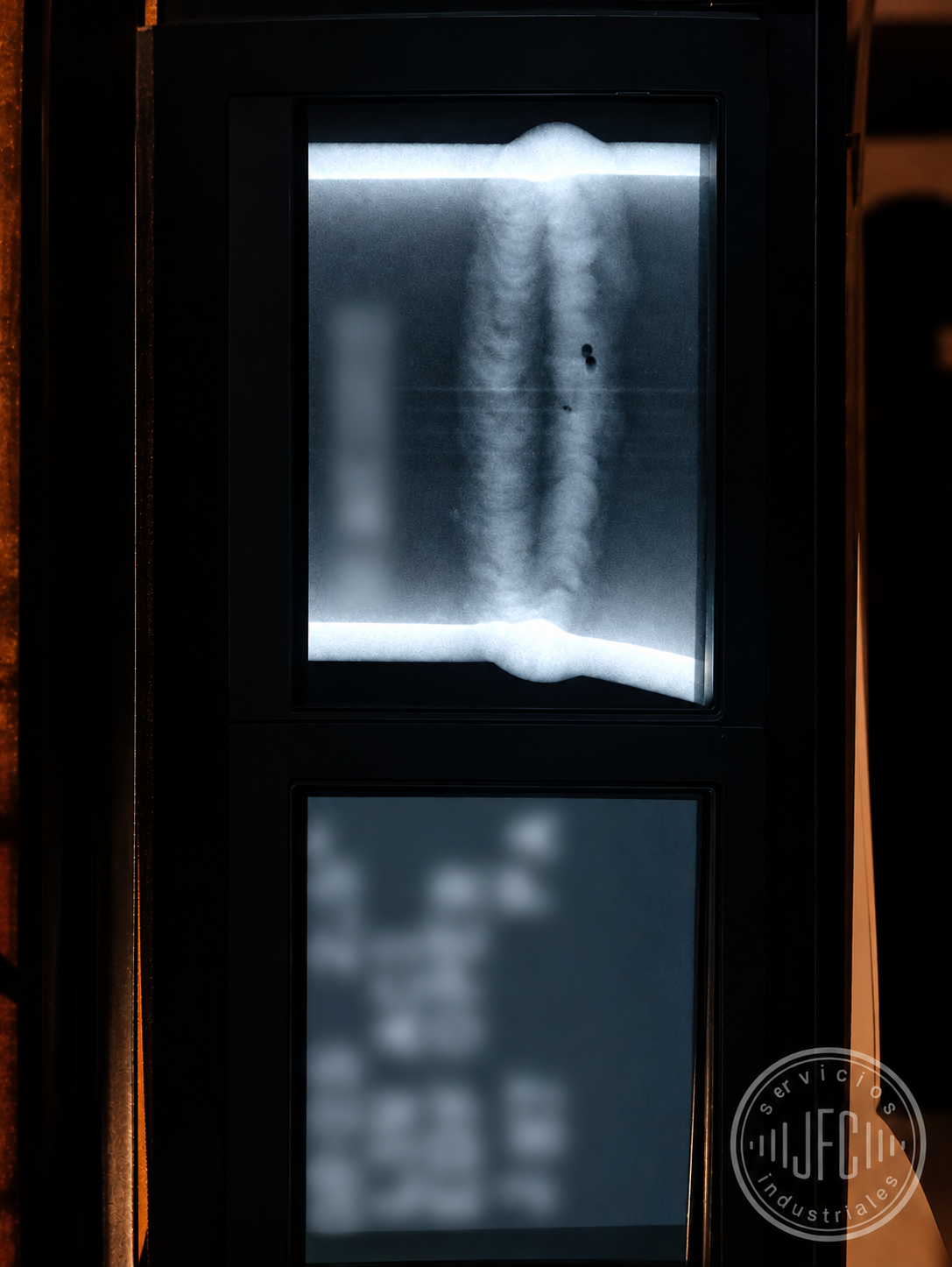 Radiografía industrial de una soldadura